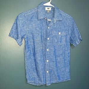 Denim Colored Short Sleeve Buttondown Shirt Medium